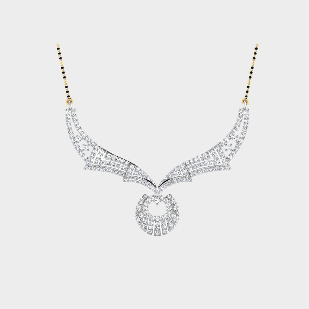 0.98 Carat Round Lab-Grown Diamond Mangalsutra In 14K White Gold For Modern Brides